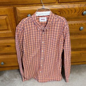 Stafford Prep Men's Orange and Blue Checkered Shirt